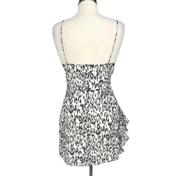 Superdown Revolve Kina Leopard Print Ruched Mini Dress Gray White Size Medium - Picture 8 of 11